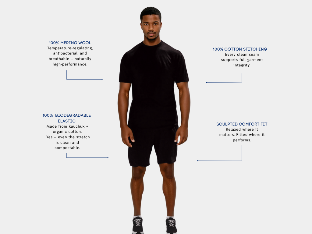 Men's Merino Wool Sports T-shirt - Black