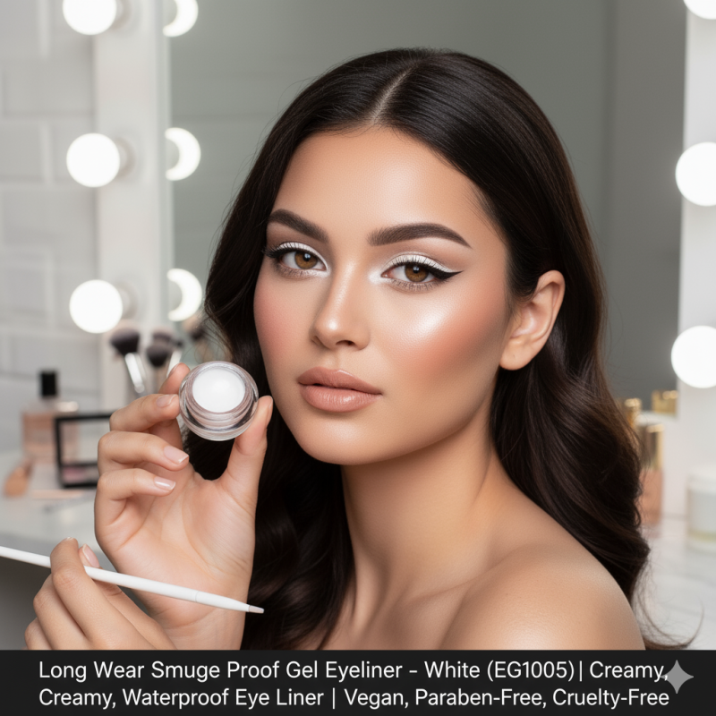Long Wear Smudge Proof Gel Eyeliner – White (EG1005) | Creamy, Waterproof Eye Liner | Vegan, Paraben-Free, Cruelty-Free